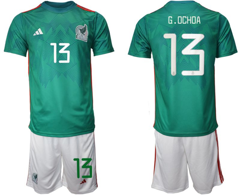 Men 2022 World Cup National Team Mexico home green #13 Soccer Jersey->mexico jersey->Soccer Country Jersey